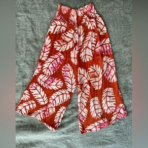 Orange Leaf Print Pants